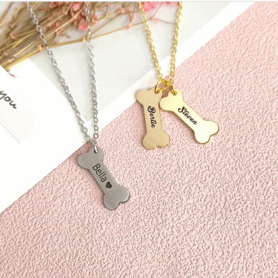 Personalized Dog Bone Necklace with Name