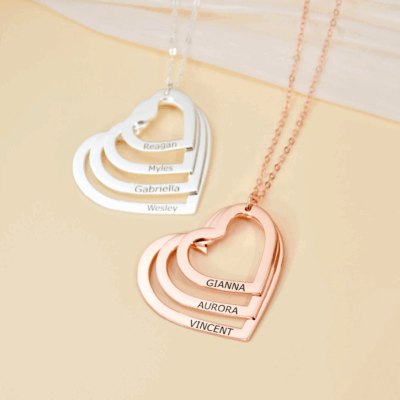 Necklace with Heart and Engraved Names