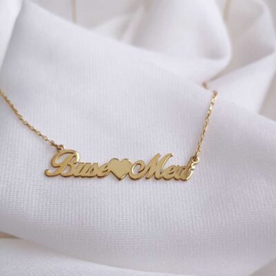 Necklace with 2 Names and Heart