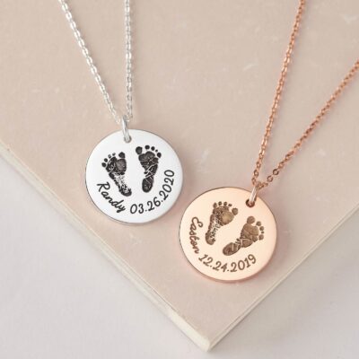 Footprint or Handprint Pendant Necklace