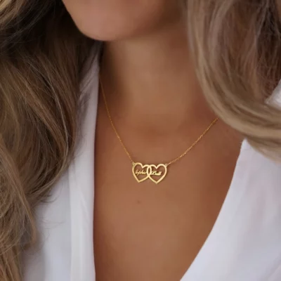 Necklace with 2 Hearts and Names
