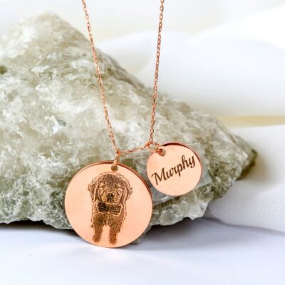 Personalized Pet Photo Necklace with Name Circle